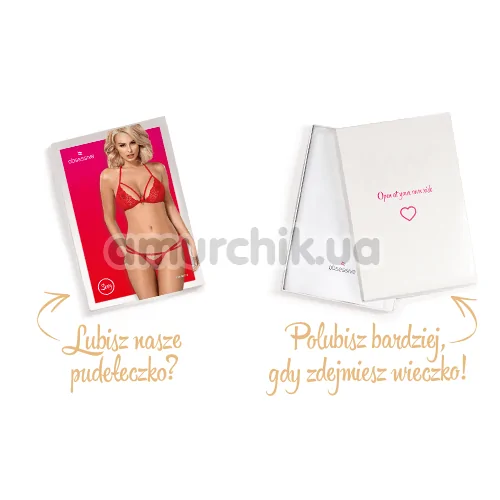 Комплект Obsessive 838-SET-3 красный: бюстгальтер + трусики-стринги
