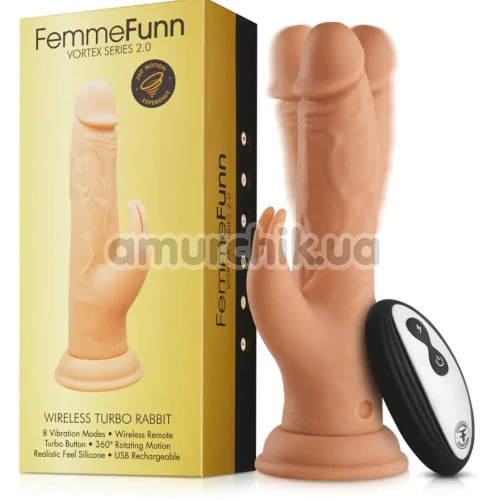 Вибратор с ротацией Femme Funn Vortex Turbo Rabbit, телесный