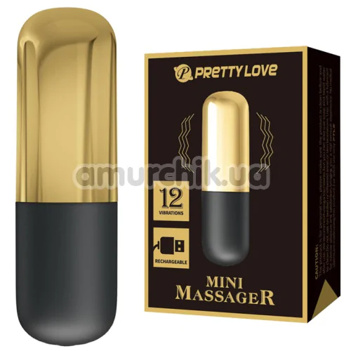Вибропуля Pretty Love Mini Massager, черно-золотая
