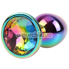Анальная пробка с радужным кристаллом Matrix Mont Rainbow Gem Metal Plug S, радужная - Фото №1
