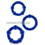Набор эрекционных колец Stay Hard Beaded Cockrings, синий - Фото №1