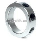 Эрекционное кольцо с черными кристаллами Boss Series Metal Ring Diamonds Medium, серебряное - Фото №1