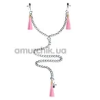 Затискачі для сосків і клітора LoveToy Bondage Fetish Nipple Clit Tassel Clamp With Chain, рожеві - Фото №1