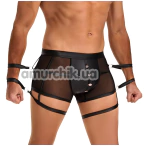 Трусы-боксеры мужские с фиксаторами для рук Star Night Faux Leather Briefs With Snap Bondage, черные - Фото №1