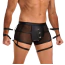 Трусы-боксеры мужские с фиксаторами для рук Star Night Faux Leather Briefs With Snap Bondage, черные - Фото №1