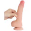 Фаллоимитатор Sliding-Skin Dual Layer Dong 7.5 с изогнутым стволом, телесный - Фото №6