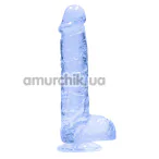 Фаллоимитатор Realrock Crystal Clear Dildo Realistic 6, голубой - Фото №1