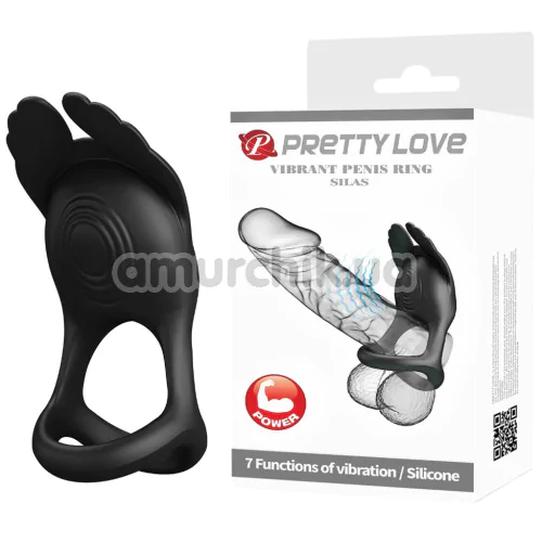 Виброкольцо для члена Pretty Love Vibrant Penis Ring Silas, черное