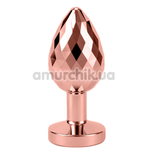 Анальная пробка с прозрачным кристаллом Seamless Butt Plug Starting Medium, розово-золотая
