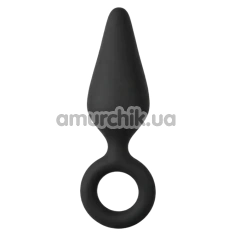 Анальна пробка Alume Silicone Teardrop Anal Plug With Ring L, чорна - Фото №1