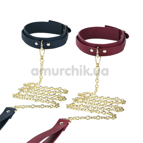 Ошейник с поводком Roomfun Leather Collar With Leash, синий