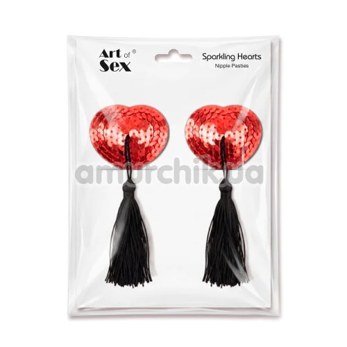 Прикраси для сосків Art of Sex Sparkling Hearts, червоні
