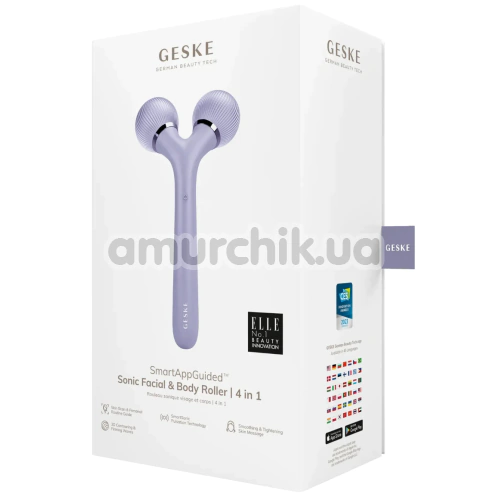 Ультразвуковий масажер Geske Sonic Facial & Body Roller 4 in 1, бузковий