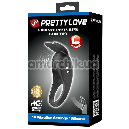 Виброкольцо для члена Pretty Love Carlton, черное