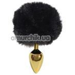 Анальна пробка з чорним хвостиком Alume Metal Plug With Tail S, золота - Фото №1