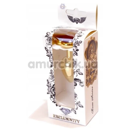 Анальна пробка із червоним кристалом Exclusivity Jewellery Gold Heart Plug, золота