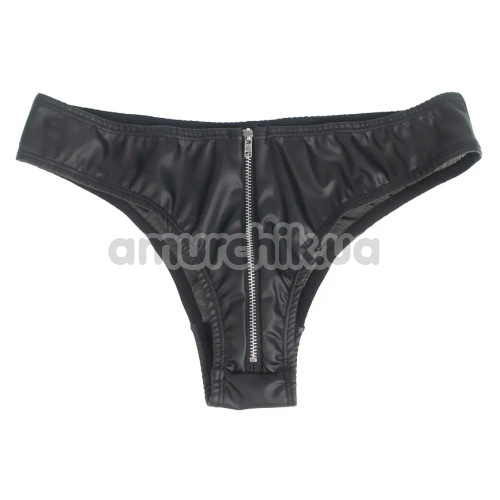 Трусики Star Night Wetlook Zipper Panties, чорні