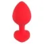 Анальная пробка с черным кристаллом Silicone Plug Medium, красная - Фото №3