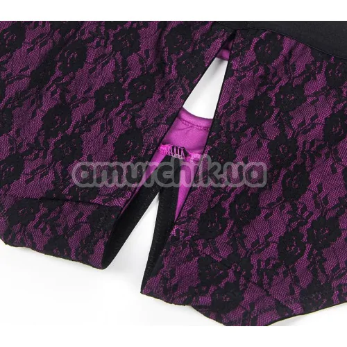 Трусики для страпона Star Night Floral Pattern Harness, черно-розовые