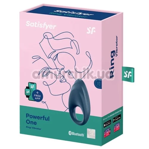 Виброкольцо Satisfyer Powerful One Ring Vibrator, синее