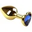 Анальна пробка з синім кристалом SWAROVSKI Gold Heart Sapphire, золота