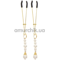 Зажимы для сосков Taboom Tweezers With Pearls, золотые - Фото №1