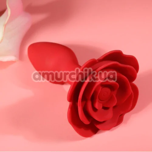 Анальная пробка с вибрацией и ротацией Boss Series Rotating Butt Plug Flower, красная