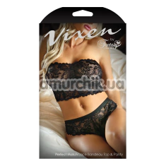 Комплект Vixen Perfect Match Lace Bandeau Top & Panty, чорний: топ + трусики - Фото №1