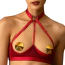 Комплект Upko Red-Strapped Lingerie Set, красный: бюстгальтер + трусики-стринги + пояс с гартерами + наклейки для сосков - Фото №7
