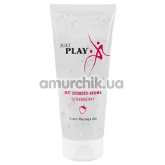 Массажный лубрикант Just Play Erotic Massage Gel Strawberry - клубника, 200 мл - Фото №1