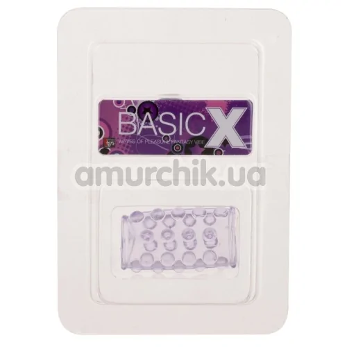 Насадка на пенис BasicX c шариками, фиолетовая