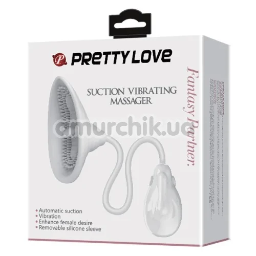 Вакуумная помпа с вибрацией для клитора Suction Vibrating Massager, белая