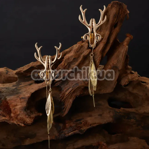 Зажимы для сосков Lockink Stag Nipple Clamps, золотые