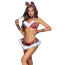 Костюм новогодний JSY Sexy Lingerie 7921, красный: бюстгальтер + юбка-стринги + головной убор + чокер + перчатки - Фото №2