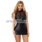Платье Star Night Wet Look Dress With Lace Collar, черное - Фото №1