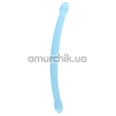 Двокінцевий фалоімітатор Realrock Crystal Clear Double Dildo 17, блакитний - Фото №1
