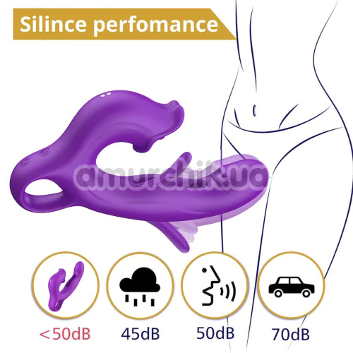 Вибратор для клитора и точки G Sweet Play G-Spot Vibrator With Clitoral Licking & Flapping A17, фиолетовый