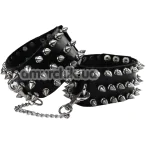 Фиксаторы для ног Art of Sex Rose Spiked Leather Legs Cuffs, черные - Фото №1