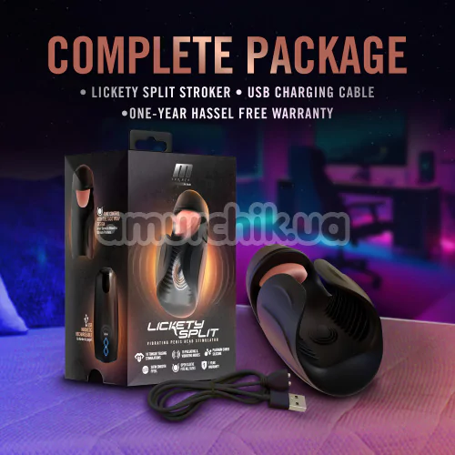 Мастурбатор с вибрацией и подвижным язычком M for Men Lickety Split, черный