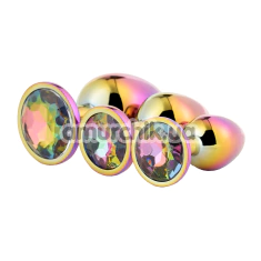 Набір із 3 анальних пробок із райдужним кристалом Gleaming Love Multicolour Plug Set, райдужний - Фото №1