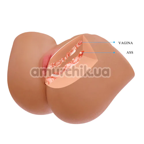 Искусственная вагина и анус с вибрацией Crazy Bull Ilana, телесная