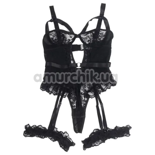 Боди с подвязками Star Night Mesh & Lace Garter Teddy, черное