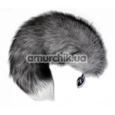 Анальная пробка с серым хвостом Grey Kitten, серебряная - Фото №1