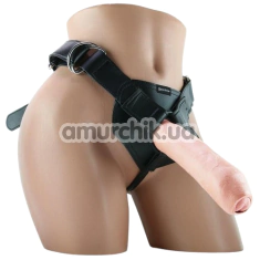 Страпон King Cock Uncut Cock With Strap-On Harness 7, тілесний - Фото №1