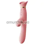 Вибратор с вакуумным стимулятором и подогревом Zalo Rose Rabbit Vibrator, розовый - Фото №1