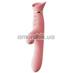 Вібратор з вакуумним стимулятором і підігрівом Zalo Rose Rabbit Vibrator, рожевий - Фото №1