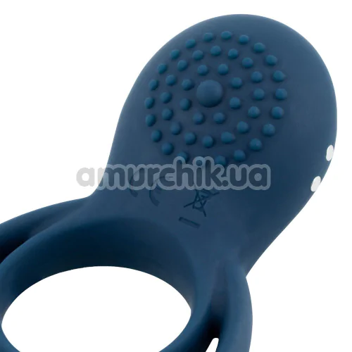 Виброкольцо для члена Boners Vibrating Double Cock Ring, синее