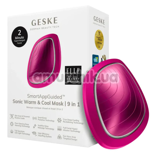 Ультразвуковой массажер-маска для лица Geske Sonic Warm & Cool Mask 9 in 1, розовый