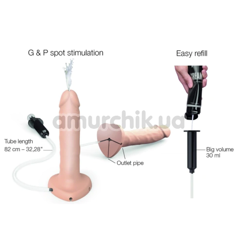 Фаллоимитатор с эякуляцией Strap-On-Me Squirting Cum Realistic Dildo L, телесный