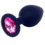 Анальна пробка з рожевим кристалом Exclusivity Jewellery Silicone Plug M, чорна - Фото №1
